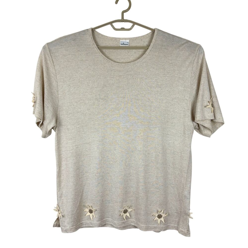 Wallmann Oatmeal Beige Linen Blend Tunic Tee Shirt 42/ XL neutral sustainable